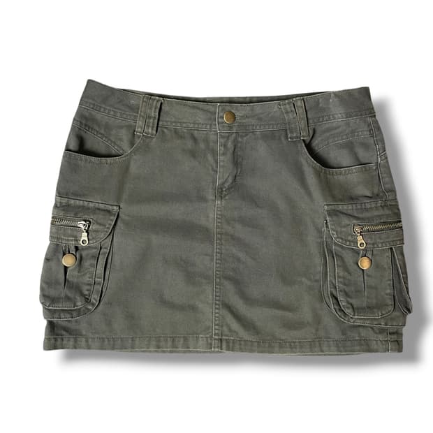 (32) 빈티지 카키 로우라이즈 미니 스커트