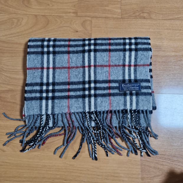 버버리 그레이 체크 머플러 램스울 100%