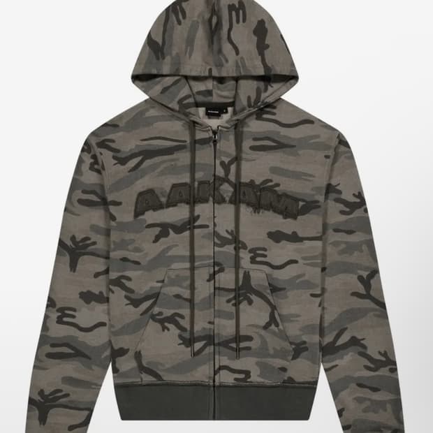 아캄 카모 후드집업  contrast logo hoodie