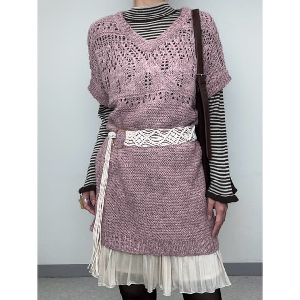 빈티지 핑크 니트 원피스
