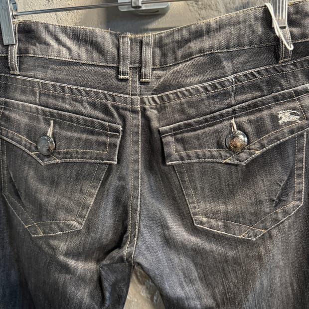 버버리 블루라벨 여성 데님 팬츠 슬림 워싱 40