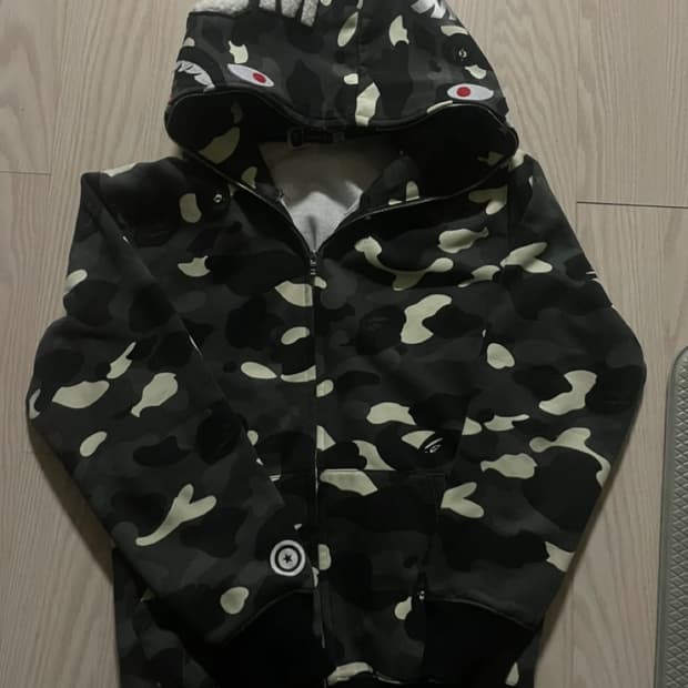 베이프 샤크 카모 후드집업 L