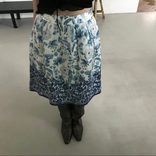 vintage blue pattern skirt