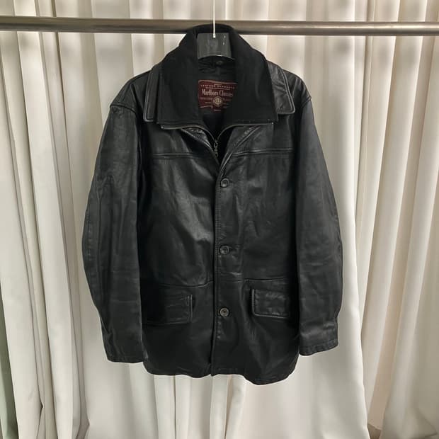 말보로 클래식 블랙 소가죽 자켓 M