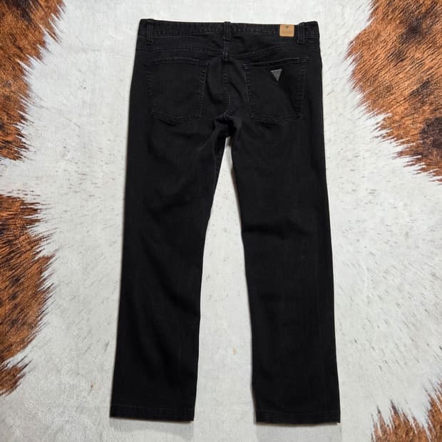 게스 블랙 슬림핏 데님 팬츠