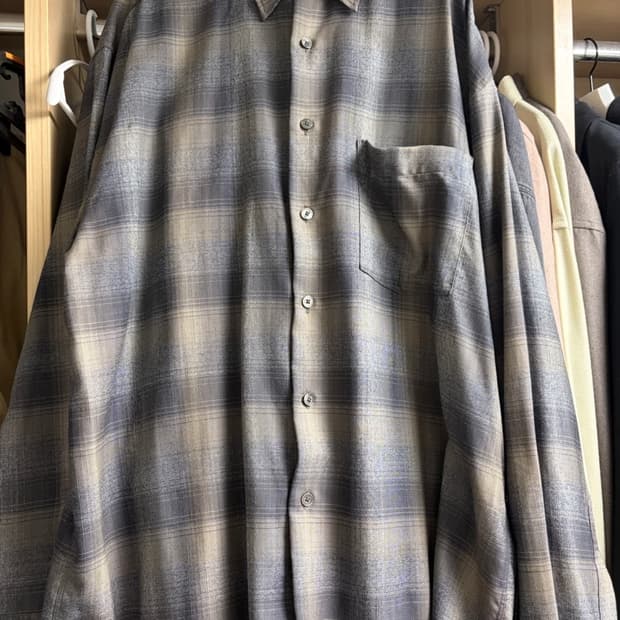 오라리 24aw 체크셔츠 챠콜 색상 5사이즈