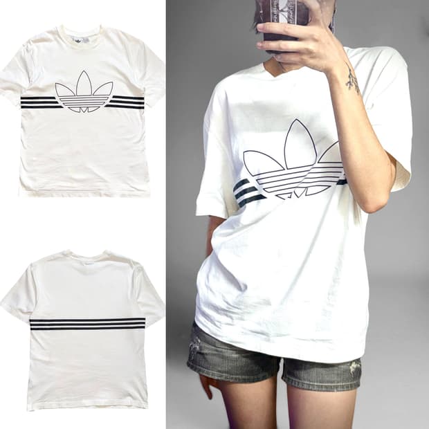 Adidas Originals 화이트 빅 트레포일 반팔티 J/L