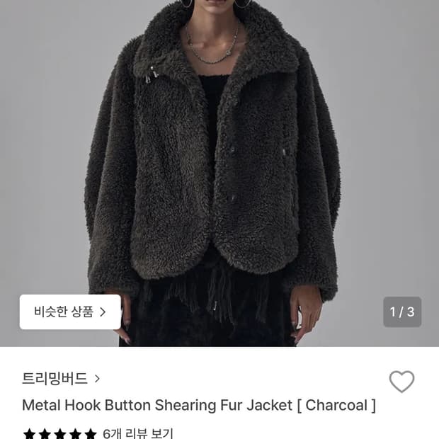 트리밍버드 쉐어링 퍼 자켓 차콜 Shearing Fur Jacket