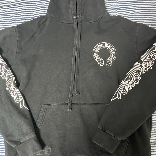 [M]크롬하츠 홀스슈 플로랄 후드 블랙