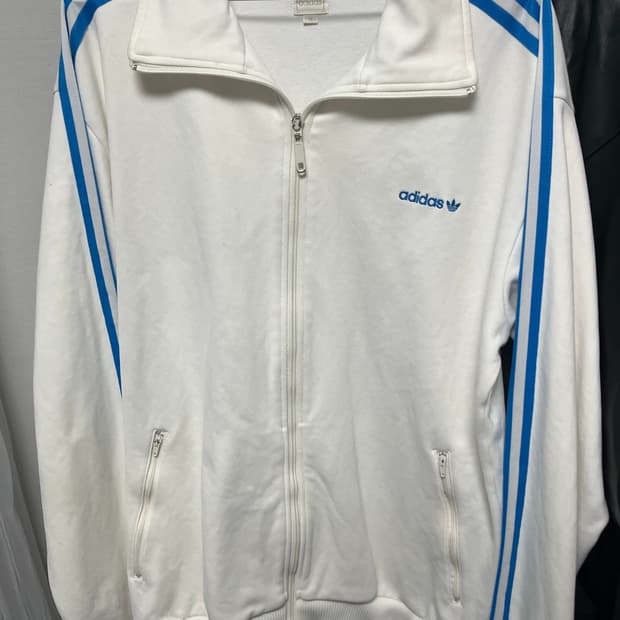 아디다스 오리지널 빈티지 면 져지 XL / 화이트 블루 / 희귀