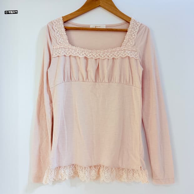 일본빈티지 grove 핑크 레이스 롱슬리브