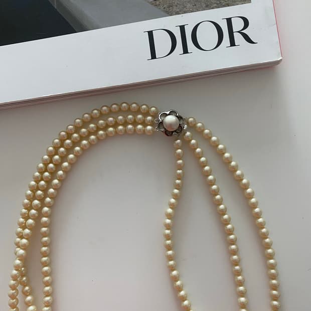 모조진주 3줄 목걸이