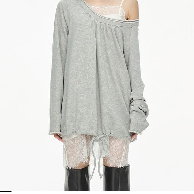 세릭Round Hem String Top / Gray