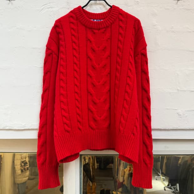 SJYP 레드 케이블 니트 M