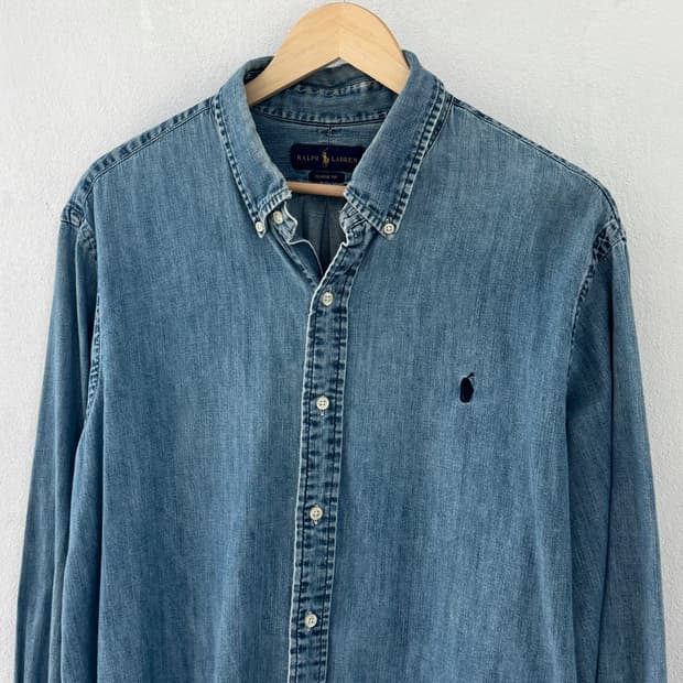 폴로 데님 샴브레이 셔츠