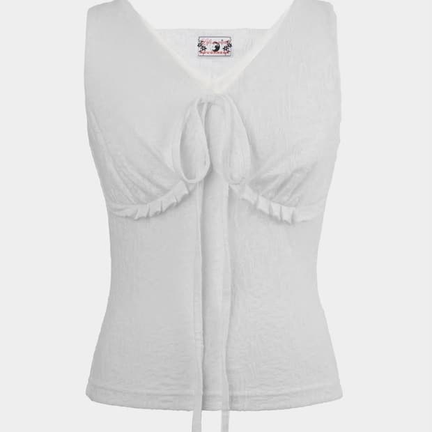 러프넥 프릴 타이 슬리브리스 FRILL TIE SLEEVELESS TOP
