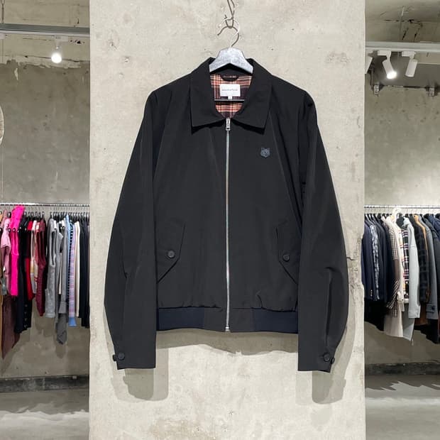 메종 키츠네 블랙 폭스 헤드 해링턴 자켓