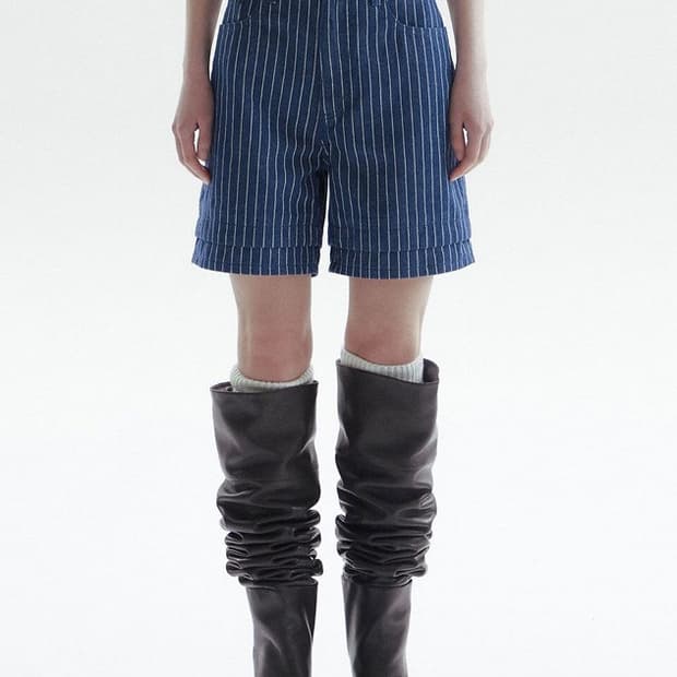 CHOWOO 프리미엄 데님쇼츠 스트라이프 팬츠 반바지