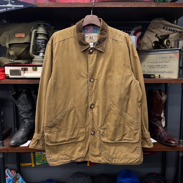 90s USA 코듀로이 카라 체크 라이닝 워크 헌팅 초어 자켓