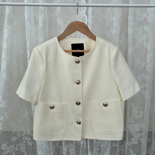 M) 룩캐스트 다나 반팔 트위드 자켓 아이보리