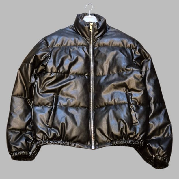 FREE(착샷잇음) 블랙 버핑레더 패딩점퍼 