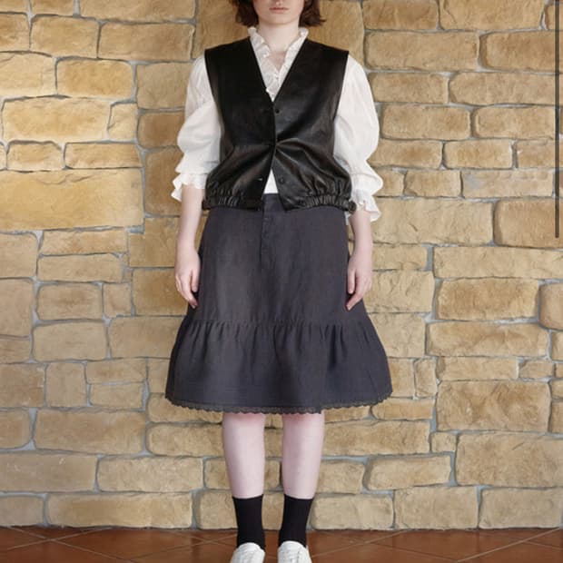 비아플레인 린넨 스커트 Via Clover linen skirt