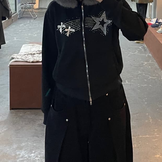 빈티지 y2k 스타큐빅 투웨이 퍼 후드집업 H1569