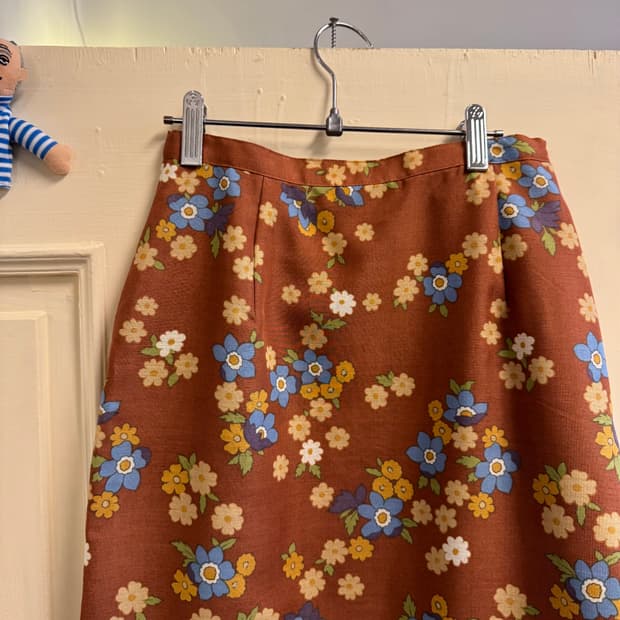 플라워패턴 롱 린넨스커트