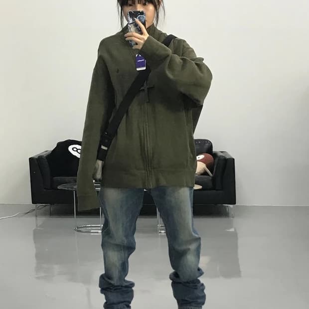 폴로랄프로렌 카키 코튼 집업
