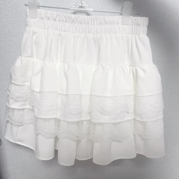 화이트 레이스 프릴 미니스커트 캉캉 튜튜 발레코어