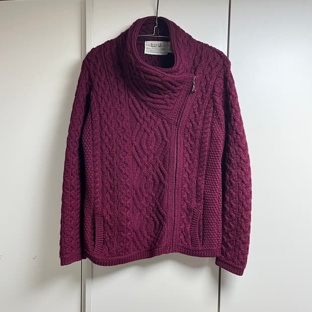 아란스웨터마켓 피셔맨 사선 하이넥 니트집업