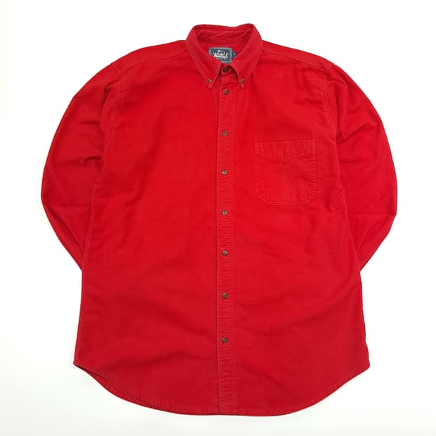 CN930 L 울리치 레드 플란넬 긴팔 셔츠 남방