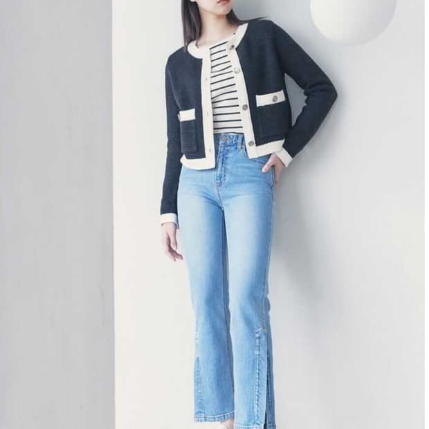 구호플러스 사이드슬릿 스트레이트 데님팬츠 1사이즈