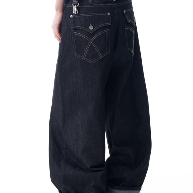 아캄 cinch 신치 백 데님 팬츠(블랙) 1