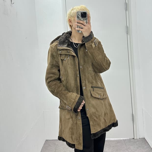 Roushatte grunge suede fur trimming jk