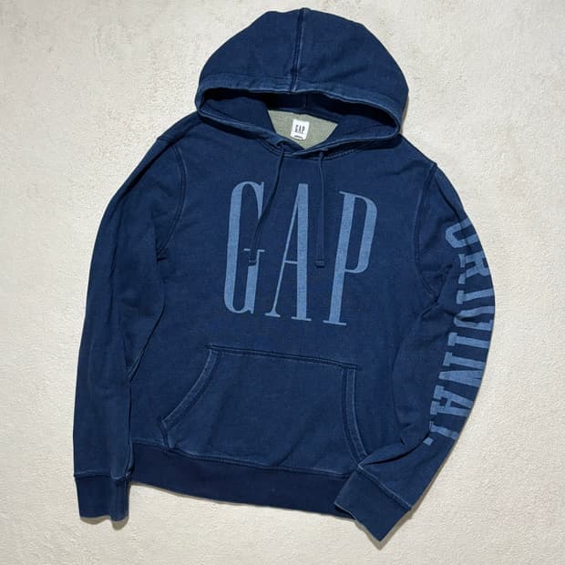 갭 GAP 블루 워싱 포인트 후드티