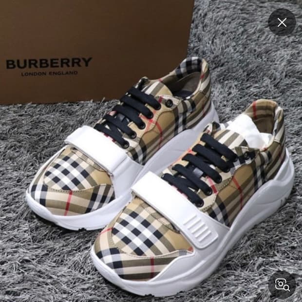 버버리 빈티지 체크 코튼 스니커즈 42