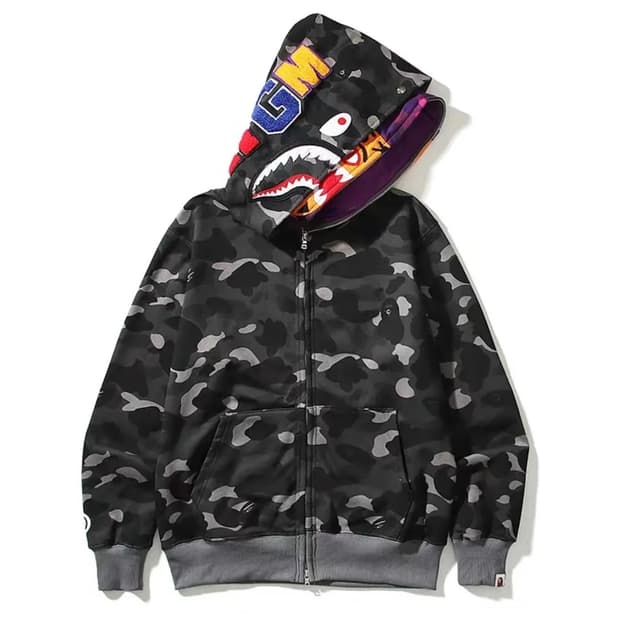 베이프 더블샤크후드 흑계 퍼플xl 새상품