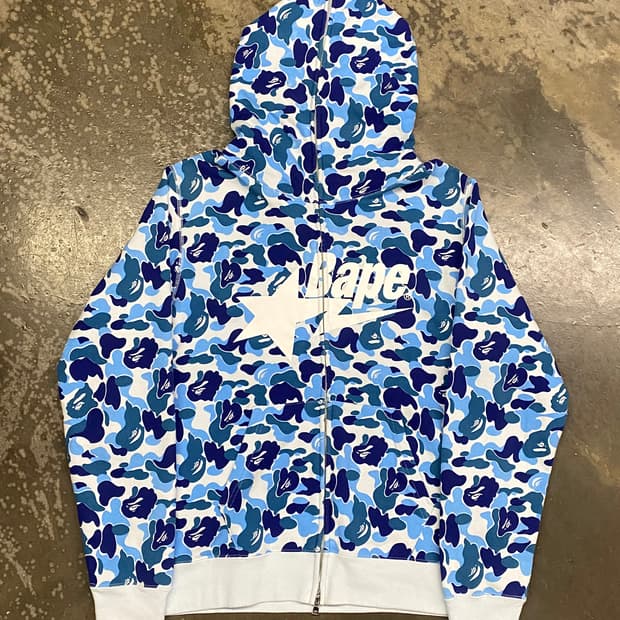 베이프 블루카모 베이프스타 후드집업 우먼M 