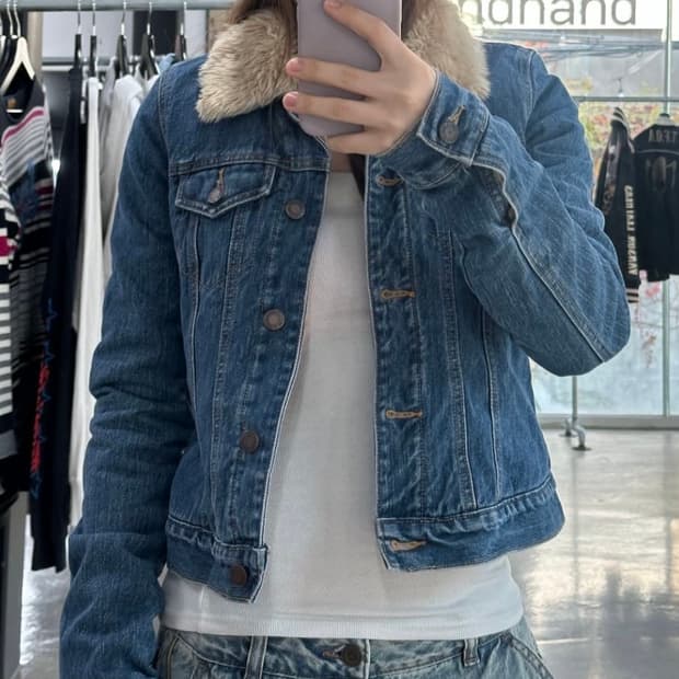 아베크롬비 양털 퍼 데님자켓 m