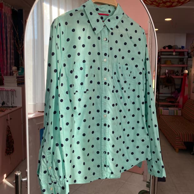 민트초코 도트 코튼 100 셔츠