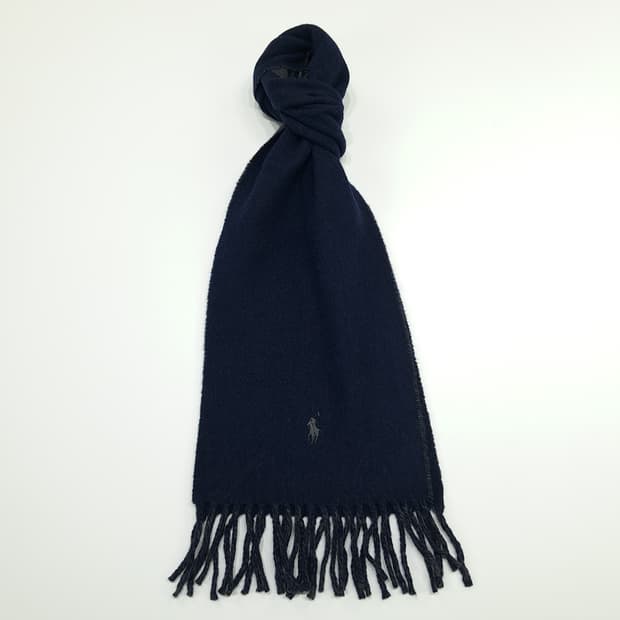 MX184 폴로 랄프로렌 로얄네이비 그레이 램스울 양면 목도리 머플러