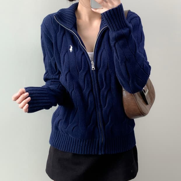 폴로 니트 집업