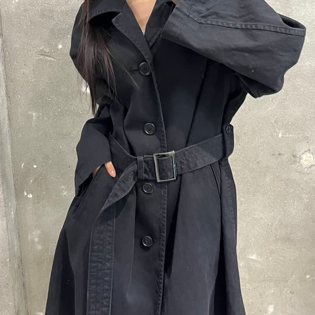 Y's 요지야마모토 블랙 코튼 코트