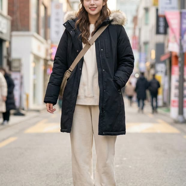 타미힐피거 블랙 다운 롱패딩_XS