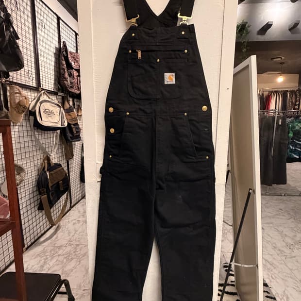 (정품/M) 칼하트 데님 오버롤 블랙 a1