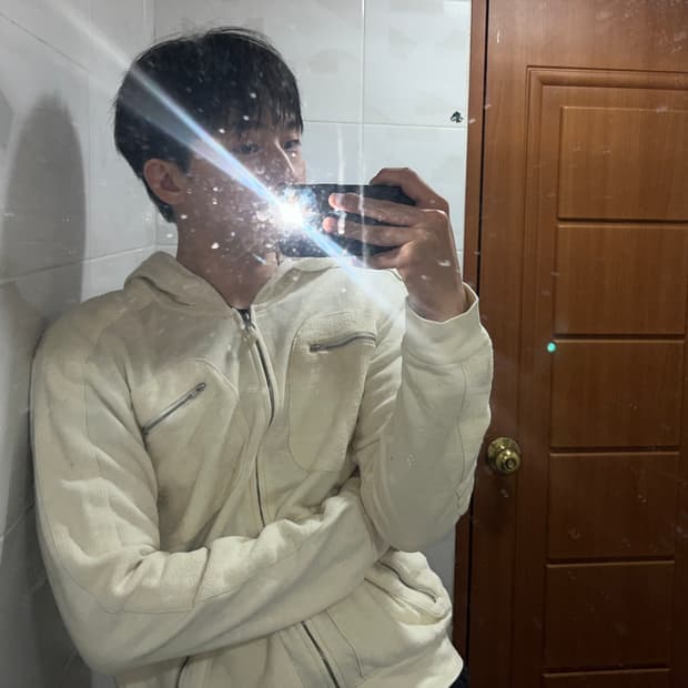 아르마니 익스체인지 멀티포켓 후드집업 아이보리