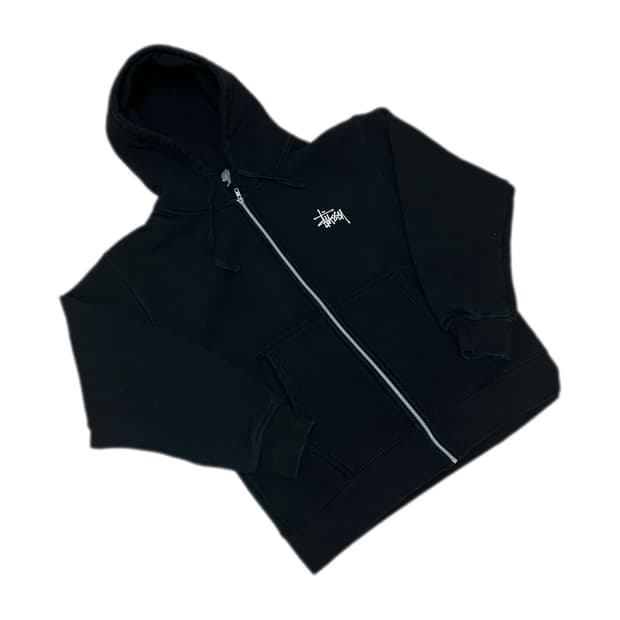 스투시 베이직 블랙 기모 후드집업