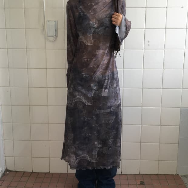 Full printing mesh long onepiece