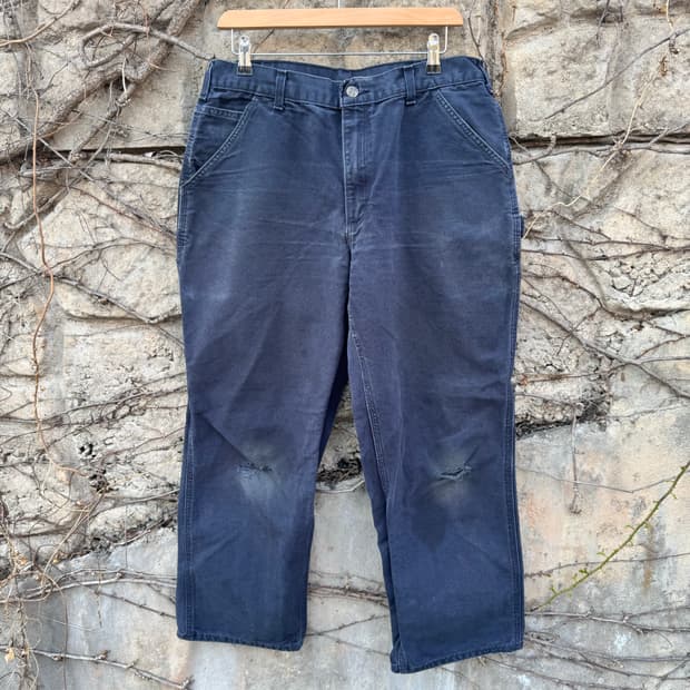 칼하트 빈티지 b11 mdt 네이비 페이딩 카펜터 싱글니 워크 팬츠